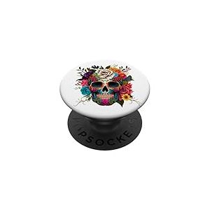Dia De Los Muertos Halloween Tete De Mort Mexicaine PopSockets PopGrip Adh&eacute;sif