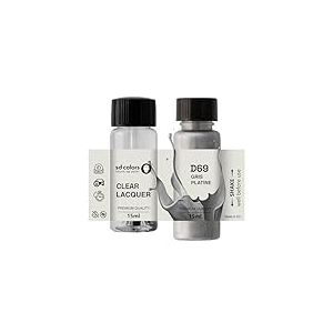 SD COLORS GRIS PLATINE D69 Peinture de retouche 15 ML pour réparation des rayures Pinceau code couleur D69 Gris Platine (Peinture + Laque)