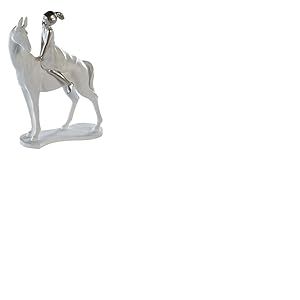 Casablanca Figurine Fille sur Cheval 25 cm Blanc argenté Fille sur Cheval Sculpture