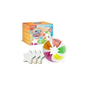 Zimpli Kids - 3 x Grandes Bombes de Bain Étoiles, Bombes de Bain à Effet Spécial pour Enfants, Cadeau de Bain Mousseux Fait à la Main, Bio, Hydratant, Jouet Arc-en-Ciel