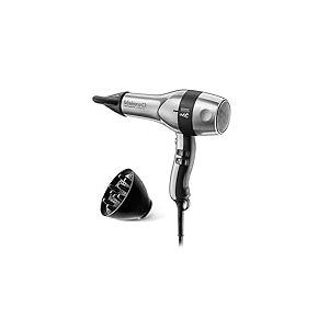 Valera, Swiss Silent Jet 8700 Sèche-Cheveux Professionnel Léger & Silencieux Moteur Puissant 3 Niveaux de Température Générateur d'ions Câble Super Flex Anti-torsion 2400W Gris Noir