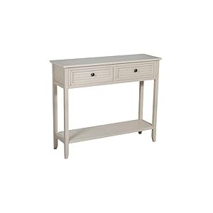 DRW Console Meuble Table d'entrée avec 2 tiroirs en Bois Beige 90 x 28 x 75 cm