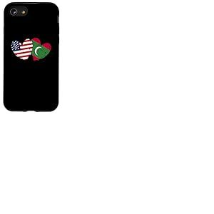Drapeau américain des Maldives en Forme de cœur avec Double Drapeau américain Coque pour iPhone SE (2020) / 7/8