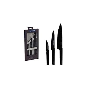 Tramontina 23699/080 Lot de 3 couverts noirs avec boîte Poignée antibactérienne ultra légère Fabriqué au Brésil 23699/080