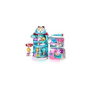 Pinypon - Secours Hospitalier, bâtiment Rotatif Circulaire avec 6 Chambres, Nombreux Accessoires de Soins Inclus, incubateur, Scanner, Figurine de Docteur, pour Enfants à partir de 4 Ans