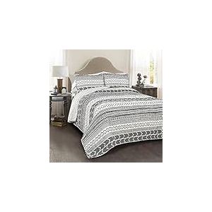 Lush Decor Hygge Geo, Coton, Noir et Blanc, lit Double/Grand lit