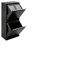 ARREGUI Basic CR406-B Poubelle de Recyclage Cuisine 3 Bacs | 11 + 11 + 23 L (45 L) | Poubelle de Tri Sélectif 3 Rangements | Meuble Poubelle en Acier avec 3 Seaux | Sac Poubelle | noir