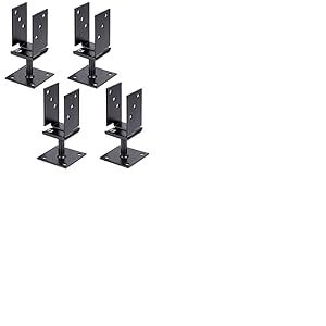 Alberts 825225 Support de poteau en U - réglable en largeur - sur platine - noir - plastifié | kit de 4
