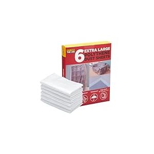 Fit For The Job lot de 6 b&acirc;ches &agrave; poussi&egrave;re en poly&eacute;thyl&egrave;ne de 12 pieds x 9 pieds (3,6 m x 2,7 m) au total, 650 pieds carr&eacute;s, pour la d&eacute;coration