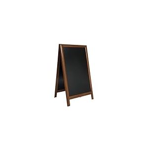SECURIT - Tableau sur Pied en Bois d'Hévéa Laqué "Deluxe" - Ardoise Pour Marqueur à Craie Liquide - Pour Restaurant, Bar, Café, Boutique - 70 x 120 cm - Coloris Noyer