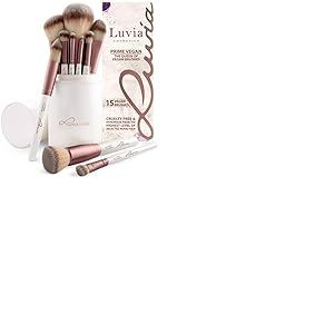 EXCLUSIF : Pinceaux Professionnel de Maquillage « Prime Vegan » - Kit de 15 pièces avec Boîte de LUVIA COSMETICS – Inclus dans le set des pinceaux pour cils et sourcils – Cadeau Parfait pour Elle (Végan/Pas de test sur les animaux)