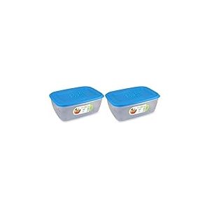 GIO'STYLE GIOSTYLE Contenant Alimentaire Rectangulaire Hermétique 4 litres Bouchon Bleu (Lot de 2)