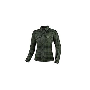 Shima Renegade Lady 2 Chemise Moto Femme - Veste Moto de Flanelle, FiberQL - Aramide et Couche de Refroidissement, Protections CE, Fermeture glissi&egrave;re et Boutons-Pression (Vert, 3XL)
