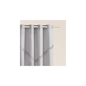ROOM99 Rideau avec œillets Chloe 140 x 250 cm Largeur x Hauteur, Décoration de Fenêtre, Curtains et Draperies intérieurs pour Salon, Chambre Moderne Galon à Pompons Gris Clair, 1 pièce