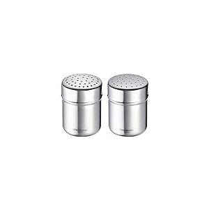 Westmark Lot de 2 pots &agrave; &eacute;pices grossiers et fins avec couvercle fra&icirc;cheur - Volume : environ 80-100 g - Plastique/acier inoxydable - Gros, argent&eacute;/transparent - 695222E6