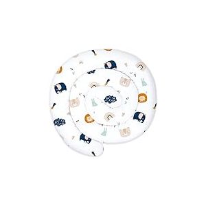 Totsy Baby Coussin serpentin XXL Coussin d'allaitement Roulé de lit Protection de Bord de lit Coussin décoratif Bordure de lit Serpent XL Fait Main Bleu Marine avec Arc-en-Ciel 200 cm