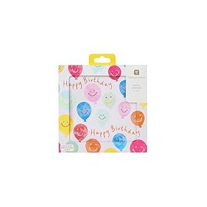 Talking Tables 20 x serviettes Joyeux Anniversaire smiley jetables pour f&ecirc;te enfants 1er anniversaire vaisselle recyclable emballage sans plastique fabriqu&eacute; en UE 3 plis 33 cm