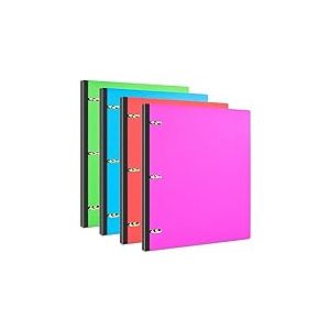 INFUN Lot de 4 classeurs t&eacute;lescopiques &agrave; 3 anneaux &ndash; Classeur portable en plastique avec dos t&eacute;lescopique, classeur &agrave; 3 anneaux avec couverture avant pliable pouvant contenir du papier de 21,6 x 27,9