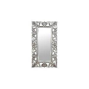 DRW Miroir Mural rectangulaire biseaut&eacute; avec Fleur de lys Argent&eacute; 92 x 7 x 176 cm