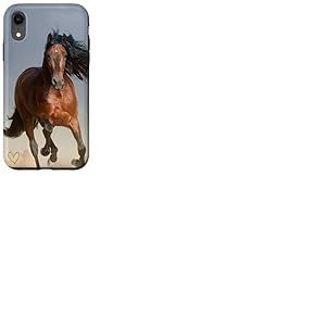 Motif Cheval Bai Brun, Beau Coeur D'Amour Dor&eacute; Mignon Coque pour iPhone XR