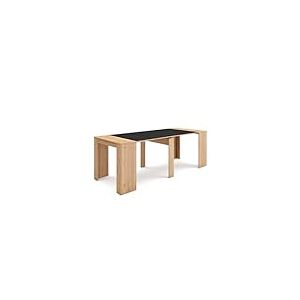 Skraut Home | Table Console Extensible | Console Meuble | 220 | pour 10 Personnes | Table à Manger | Style Moderne | Chêne et Noir