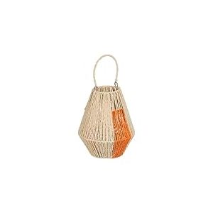 BigBuy Home Lanterne Photophore Lanterne Orange Crème Métal Papier Verre 23 x 23 x 28 cm