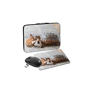 PEDEA Design Housse de Protection pour Ordinateur Portable jusqu'à 15,6" Lapin et Tortue