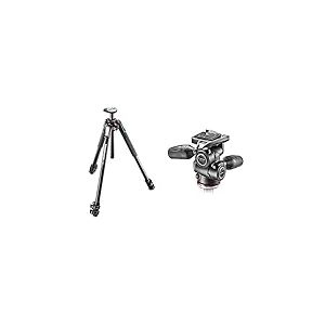 Manfrotto MT190XPRO3 Trépied en Aluminium 3 Sections Noir & MH804-3W Tête de trépied pour Appareil Photo Noir