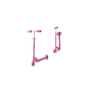VEVOR Trottinette pour Enfants &agrave; partir de 3 Ans, patinette &agrave; 2 Roues Lumineuses, Guidon r&eacute;glable en Hauteur, Large Plateau antid&eacute;rapant, Cadre l&eacute;ger et Pliable pour gar&ccedil;ons et Filles &agrave; 50 kg, Rose