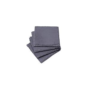 Alpina Lot de 4 Dessous de Verre carrés en Ardoise pour Table de Boissons, Maison, pub, Bar, Noir