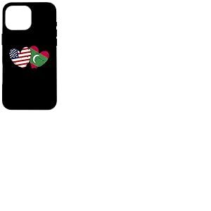 Drapeau américain des Maldives en Forme de cœur avec Double Drapeau américain Coque pour iPhone 16 Pro Max