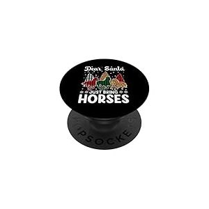 Cher P&egrave;re No&euml;l, apportez des Chevaux ELF Santa Leopard PopSockets PopGrip Adh&eacute;sif