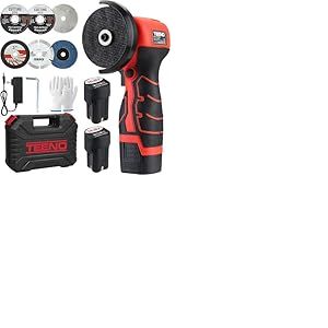Meuleuse d'Angle TEENO 19 500 RPM - Disqueuse Sans Fil 76mm, Kit Complet avec 2 Batteries 2000mAh et 6 Disques - Pour Meulage, Polissage, D&eacute;coupe Professionnelle