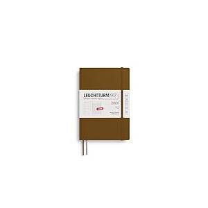 LEUCHTTURM1917 372683 Agenda semainier et bloc-notes 2026, format moyen (A5), couverture souple, marron &eacute;pic&eacute;, en anglais
