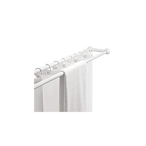 MSV Barre de Douche Double Blanche 75-125cm, Acier