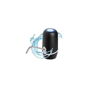 NK Distributeur d'eau en Bouteille Automatique - Chargeur USB, en Acier, sans BPA, Eau Froide, 1200mAh, Carafes et Bouteilles 1.5L, 5.7L, 10L, 11.3L, 15L, 18.9L, Noire (2 Adaptateurs 3.8 & 4.8cm)