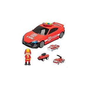 ColorBaby- Meerjungfrau Speed & Go Camion Pompiers Porte 3 Voitures + Figurine, 49460