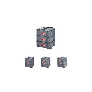 Sundis Master Box, lot de 12 bacs de rangement 27L en plastique recyclé, robustes et renforcés, parois droites, superposables et combinables, idéals pour l’atelier, le bricolage ou le transport