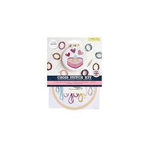 Simply Make Kit de broderie au point de croix avec anneau multicolore pour adultes, kit de couture et kit de broderie pour travaux manuels, fils &agrave; broder inclus