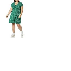 Amazon Essentials Robe Tunique (Grandes Tailles Disponibles) Femme, Vert Fleuri, XL