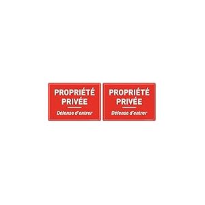 AUA SIGNALETIQUE - Panneau Pr&eacute;perc&eacute; (4 Trous) avec Angles arrondis - PVC Rigide 1.5 mm - (210 x 150 mm, D&eacute;fense d'entrer Propri&eacute;t&eacute; Priv&eacute;e) (Lot de 2)