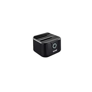 Station d'accueil avec Double Baie SATA pour disques de 2,5" et 3,5", USB 3.0 et USB 2.0 hôte, Fonction Clone of, Couleur Noire