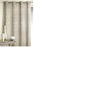 Homemaison - Rideau en Jacquard avec Imprim&eacute;s Cercle - Polyester - Tamisant pour Salon et Chambre - Pr&ecirc;t &agrave; Poser avec &OElig;illets - 140 x 260 cm - Bleu P&eacute;trole