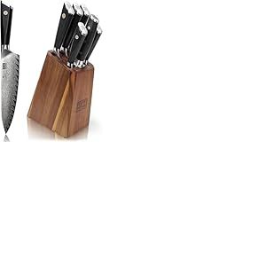 SHAN ZU Ensemble de Couteaux de Cuisine Damas, Set de 5 pièces Professionnels pour Chef, Acier Damas Japonais 10Cr15MoV avec Bloc de Couteaux à Manche G10