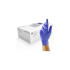 UNIGLOVES Advanced Zero GM0054 Lot de 100 paires de gants d'examen en nitrile sans accélérateur - Multifonctions et sans poudre, zinc, soufre et latex - Bleu - Taille L