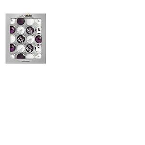 Krebs & Sohn Lot de 20 Boules en Verre - Décoration de Sapin de Noël à Suspendre - Boules de Noël - Blanc, Violet, argenté