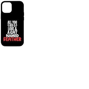 Design Plume avec nom de Chat – All You Need is Love! Coque pour iPhone 12/12 Pro