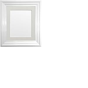 FRAMES BY POST Firenza Cadre photo blanc avec passe-partout gris clair en plastique 35,6 x 20,3 cm Taille de la photo 25,4 x 10,2 cm