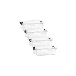 Superio Lot de 4 bo&icirc;tes de rangement transparentes avec couvercles, bacs en plastique de 2,5 litres, empilables sans BPA, non toxiques, sans odeur, organiseurs pour la maison, le bureau et le dortoir