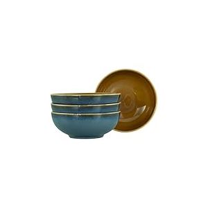 CreaTable, 22885, Serie Mallorca, 4-teiliges Geschirrset für 4 Personen, Smoothie Bowl aus Steinzeug, spülmaschinen- und mikrowellengeeignet, Qualitätsproduktion, Blau